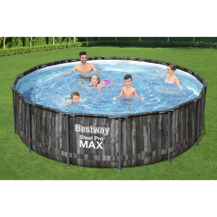 Bestway Piscine Hors Sol Ronde Steel Pro Max™ Effet Bois 427 X 107 Cm – Image 2