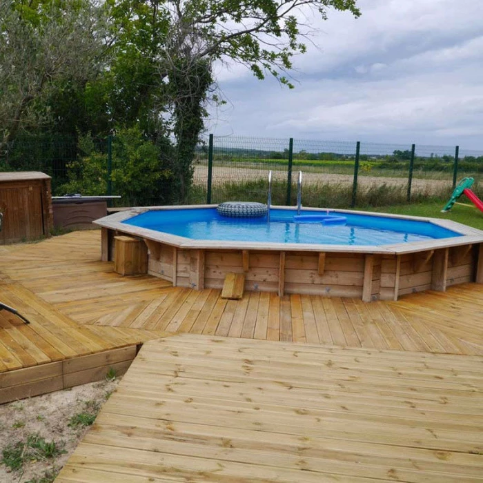Piscine En Bois Octogonale Ubbink Océa 4,30 X 1,20 M - Liner Bleu – Image 3