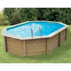 Piscine En Bois Octogonale Ubbink Sunwater 4,90 X 3,00 X 1,20 M - Liner Bleu