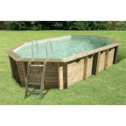 Piscine En Bois Octogonale Ubbink Sunwater 4,90 X 3,00 X 1,20 M - Liner Beige