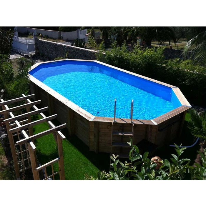 Piscine En Bois Octogonale Ubbink Azura 7,50 X 4,00 X 1,30 M - Liner Bleu – Image 3