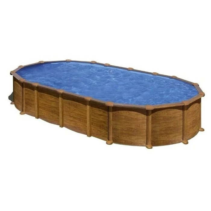 GRE Piscine Ovale Acier Gré Amazonia Imitation Bois - 7,20 X 3,75 X 1,30 M