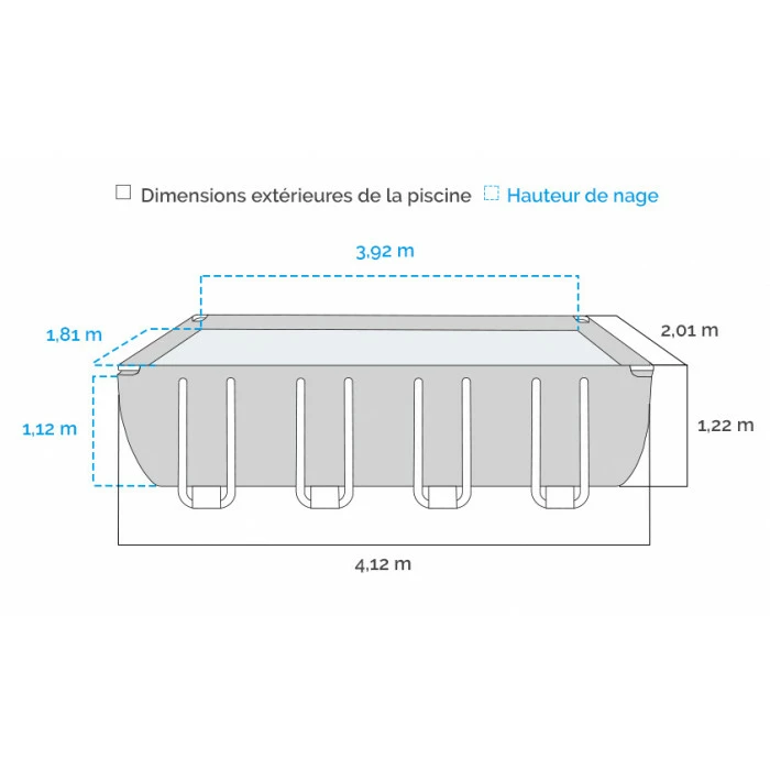 Piscine Tubulaire Rectangulaire Bestway Power Steel 4,12 X 2,01 X 1,22 Aspect Résine – Image 2