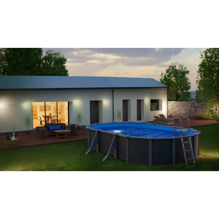 GRE Piscine Ovale Acier Gré Gris Anthracite - 5 X 3 X 1,30 M – Image 3