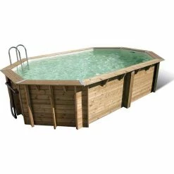 Piscine En Bois Octogonale Ubbink Océa 5,50 X 3,55 X 1,20 M - Liner Beige