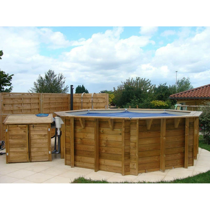 Piscine En Bois Octogonale Ubbink Océa 5,10 X 1,20 M - Liner Beige