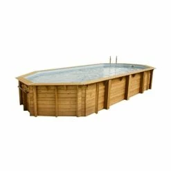 Piscine En Bois Octogonale Ubbink Océa 8,60 X 4,70 X 1,30 M - Liner Gris