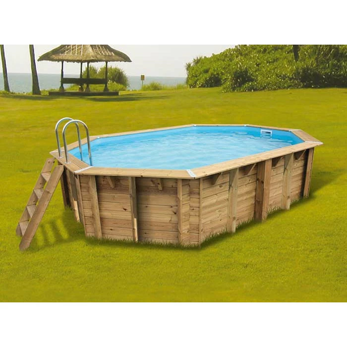 Piscine En Bois Octogonale Ubbink Sunwater 4,90 X 3,00 X 1,20 M - Liner Bleu – Image 2