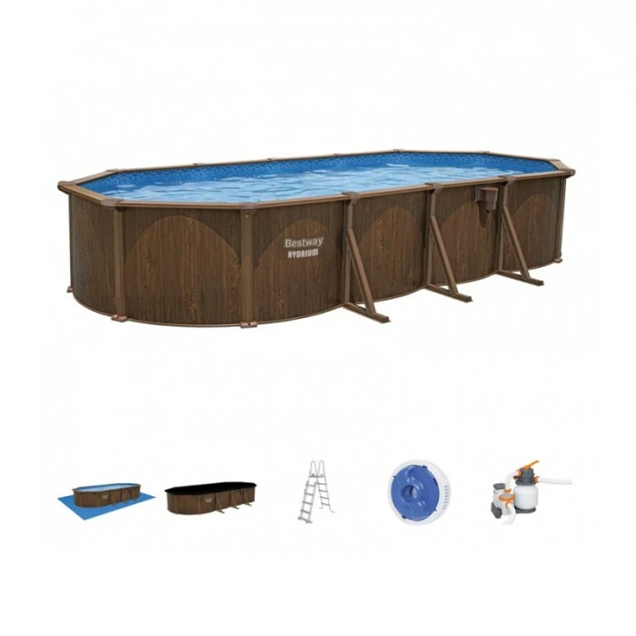 Piscine En Acier Bestway Hydrium Effet Bois - 7,30 X 3,60 X 1,30 M – Image 7