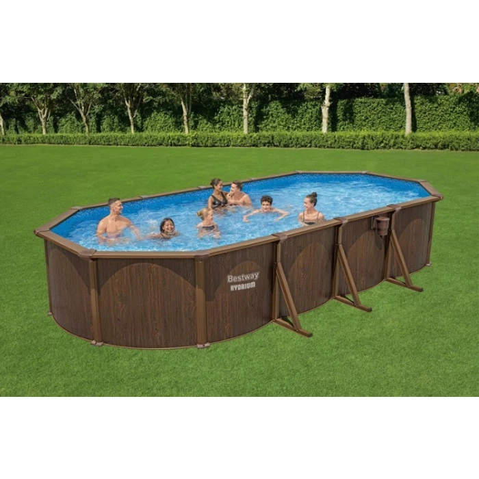 Piscine En Acier Bestway Hydrium Effet Bois - 7,30 X 3,60 X 1,30 M – Image 2