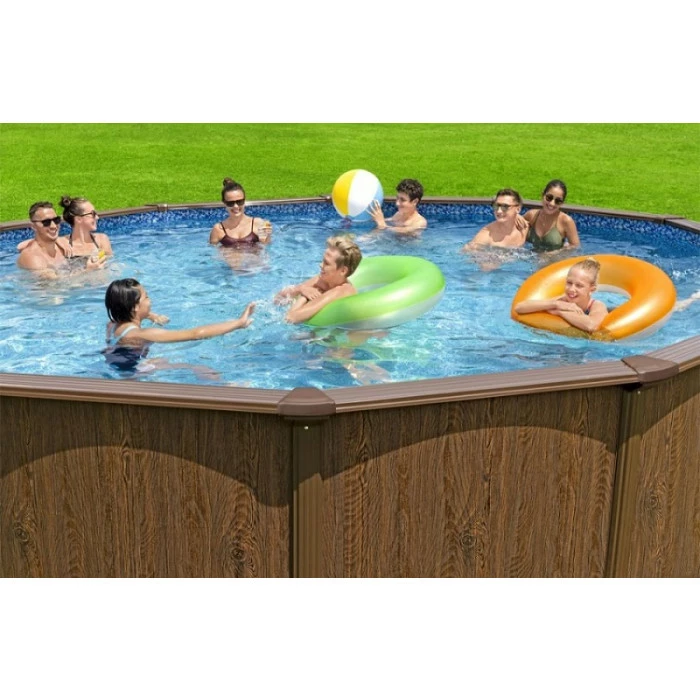 Piscine En Acier Bestway Hydrium Effet Bois Ø 5,50 X H 1,30 M – Image 3