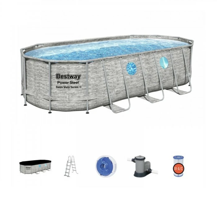 Piscine Tubulaire Ovale Bestway Power Steel Swim Vista 5,49 X 2,74 X 1,22 – Image 10