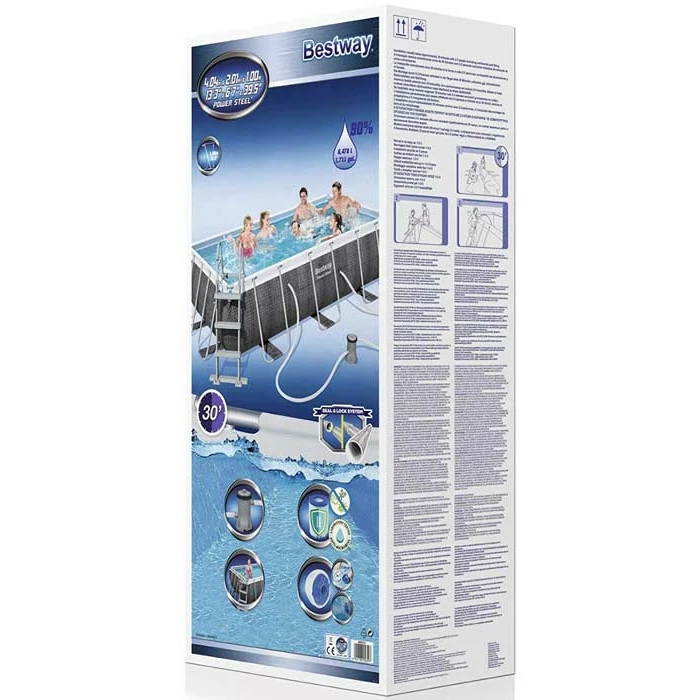 Piscine Tubulaire Rectangulaire Bestway Power Steel 4,04 X 2,01 X 1,00 Aspect Résine – Image 8
