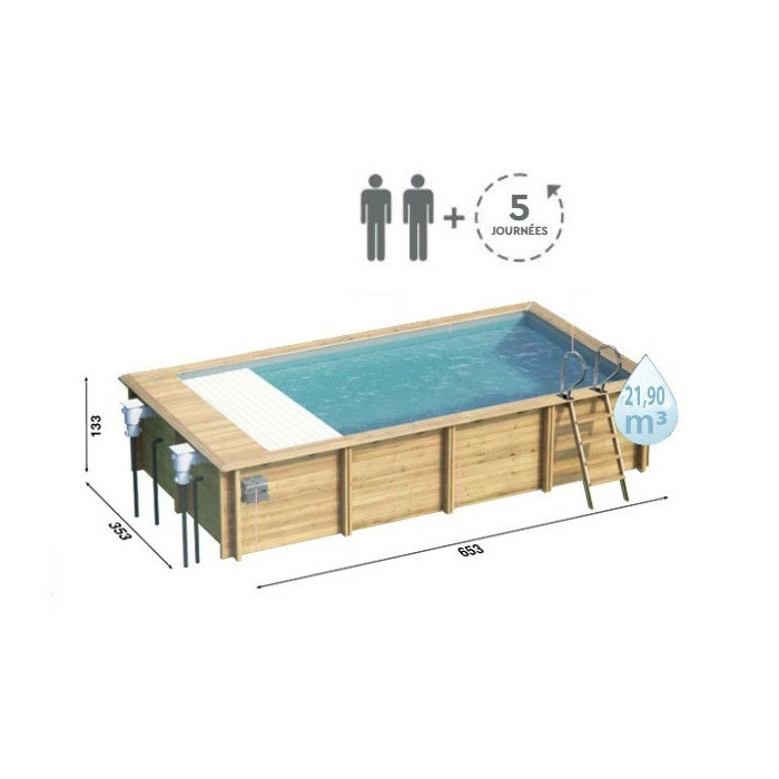 Piscine Urbaine XL Procopi En Bois 6,5 X 3,5 M - Couverture Automatique – Image 3