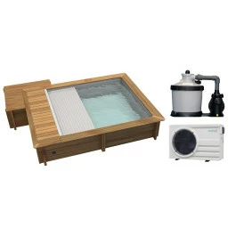 Piscine Urbaine Procopi En Bois 4,2 X 3,5 M - Couverture Automatique, Coffre, Filtration à Sable Et Chauffage